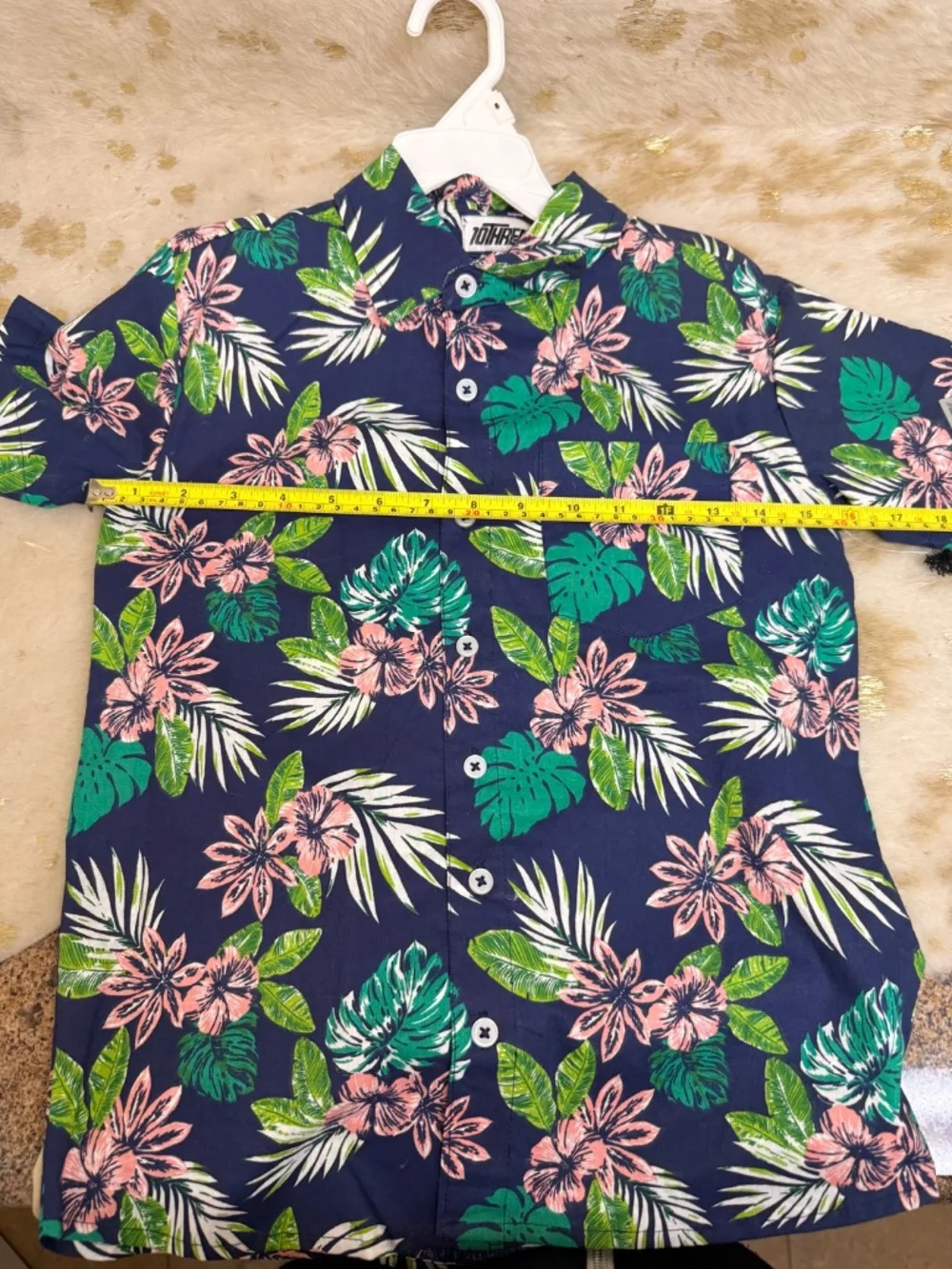 2 PC 100% Cotton Boys Hawaiian Shirt & Shorts Set‎ Blue Green Pink Tan Size 8